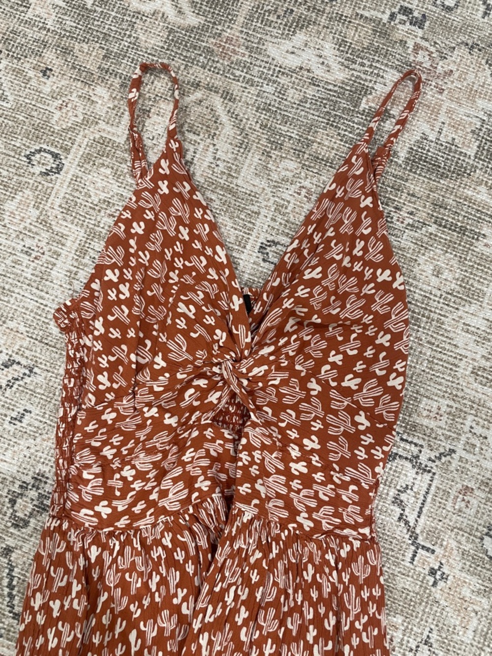 Rust Floral Tie-Knot Maxi Dress - Picture 3 of 4